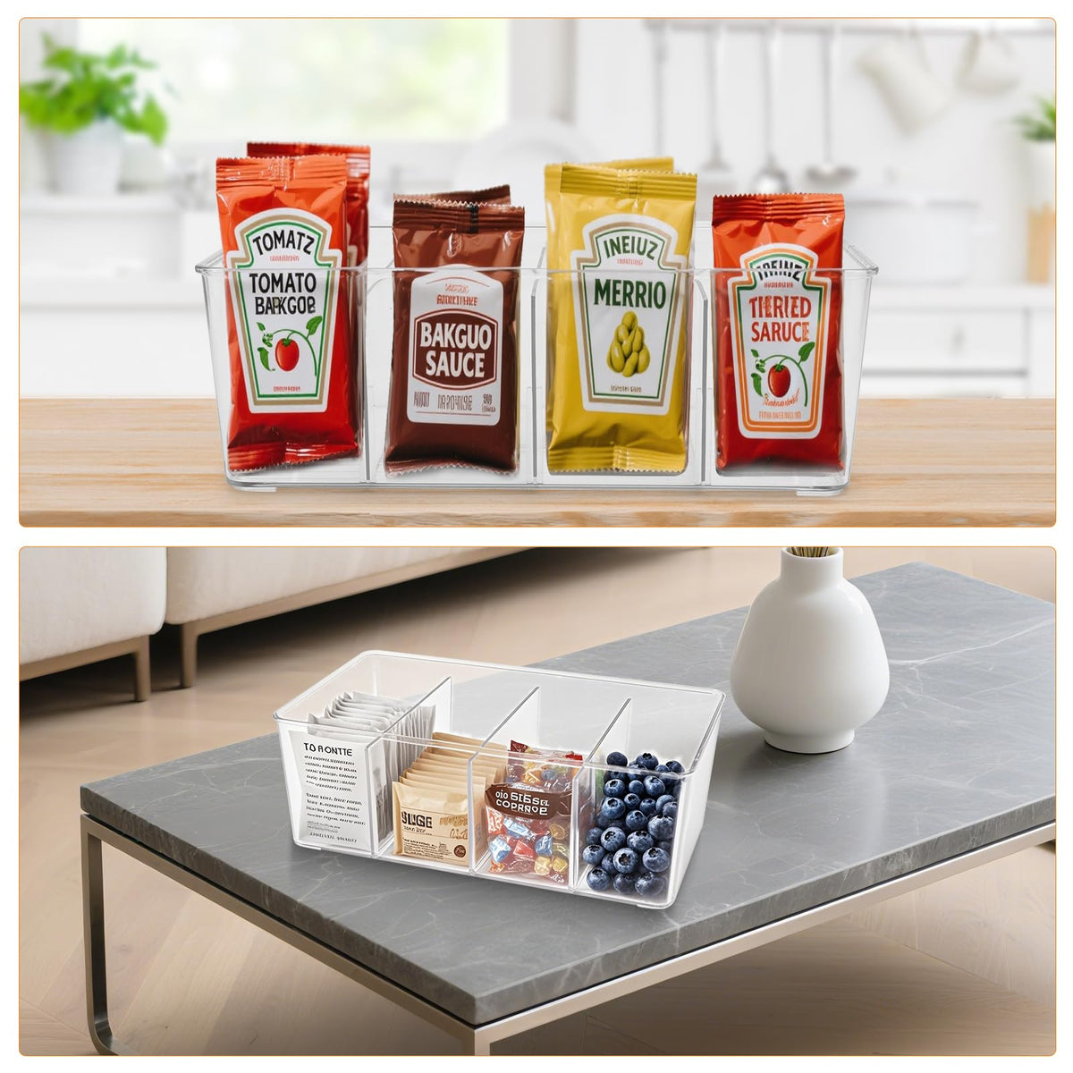 diatomiteco sauce packet organizer four-grid design fits different packets