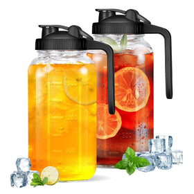 DIBOLASC 64oz mason pitcher with wide mouth for easy filling and cleaning.