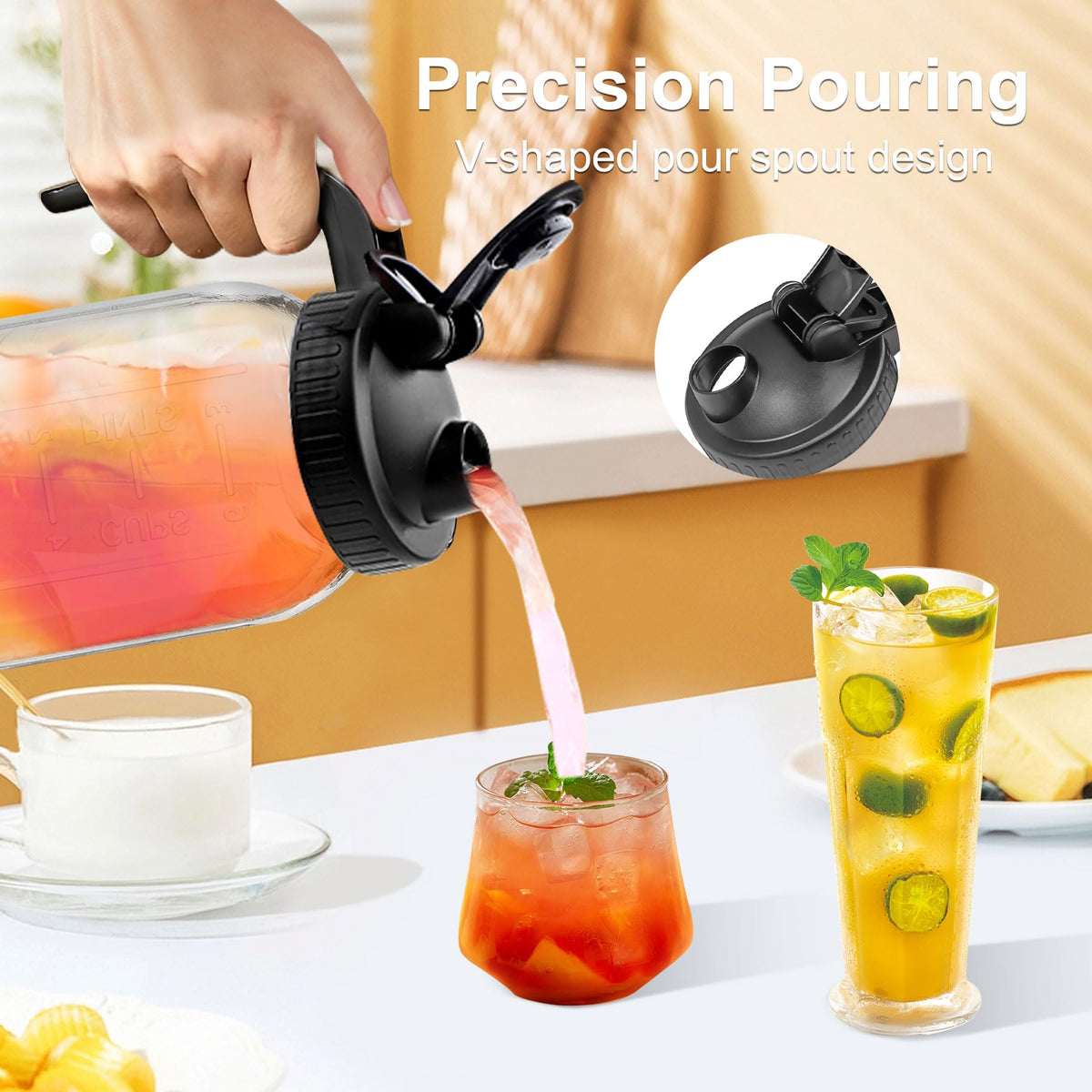 DIBOLASC dishwasher-safe glass pitcher for quick cleaning after use.