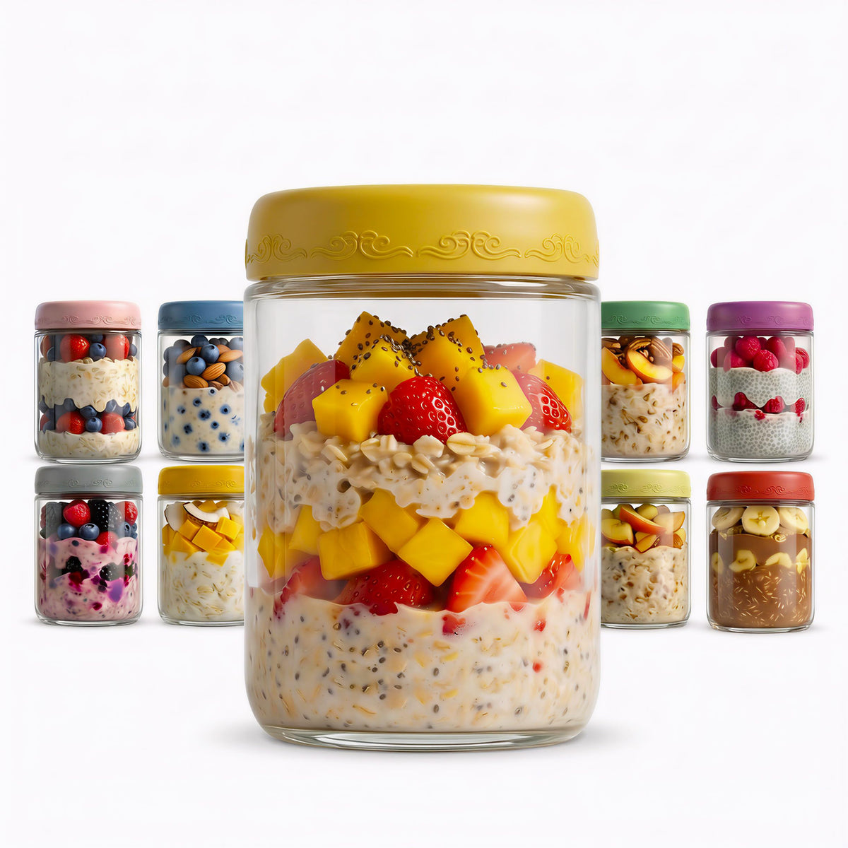 DicraoLea 16oz glass jar with airtight lid for overnight oats