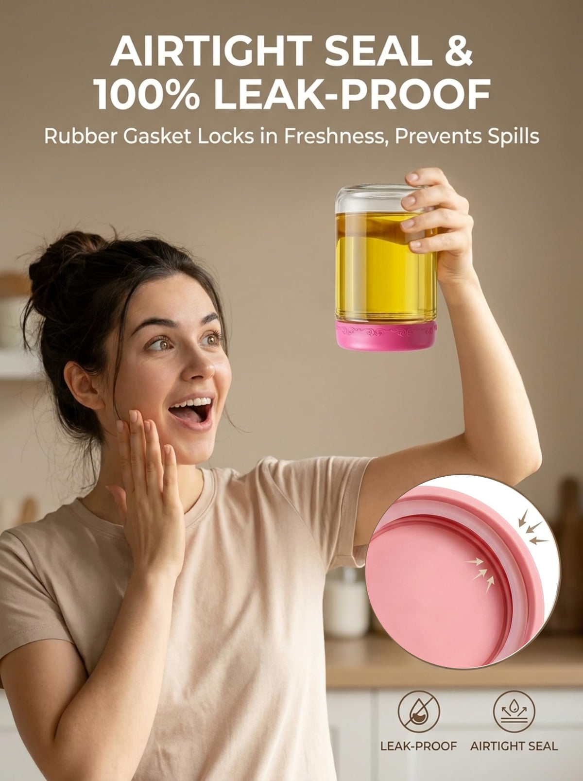 DicraoLea leakproof jar with silicone seal for on the go
