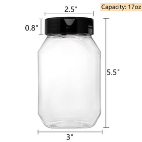 Dicunoy 17oz plastic jars with transparent bodies for easy spice visibility.