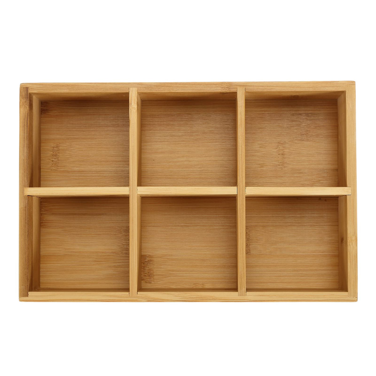 Dicunoy bamboo organizer on countertop keeps tea bags within reach.