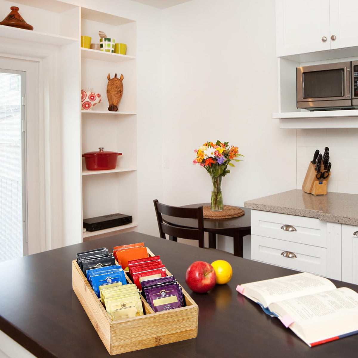 Compact Dicunoy organizer on counter saves cabinet space.