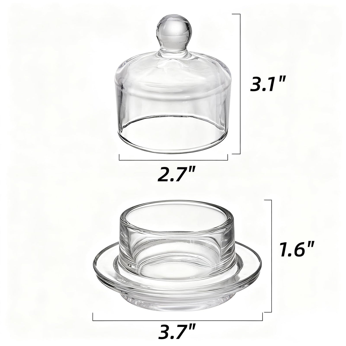 Dicunoy butter dish closeup shows crystal-clear glass clarity