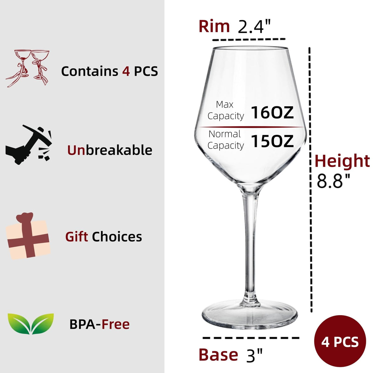 Dicunoy 16 oz plastic goblets for safe, shatterproof service outdoors.