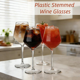Dicunoy poolside clear plastic wine glasses for waterfront fun.