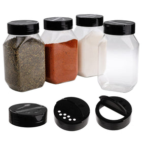 Dicunoy reusable PET plastic jars for dry spices, herbs, and snacks.