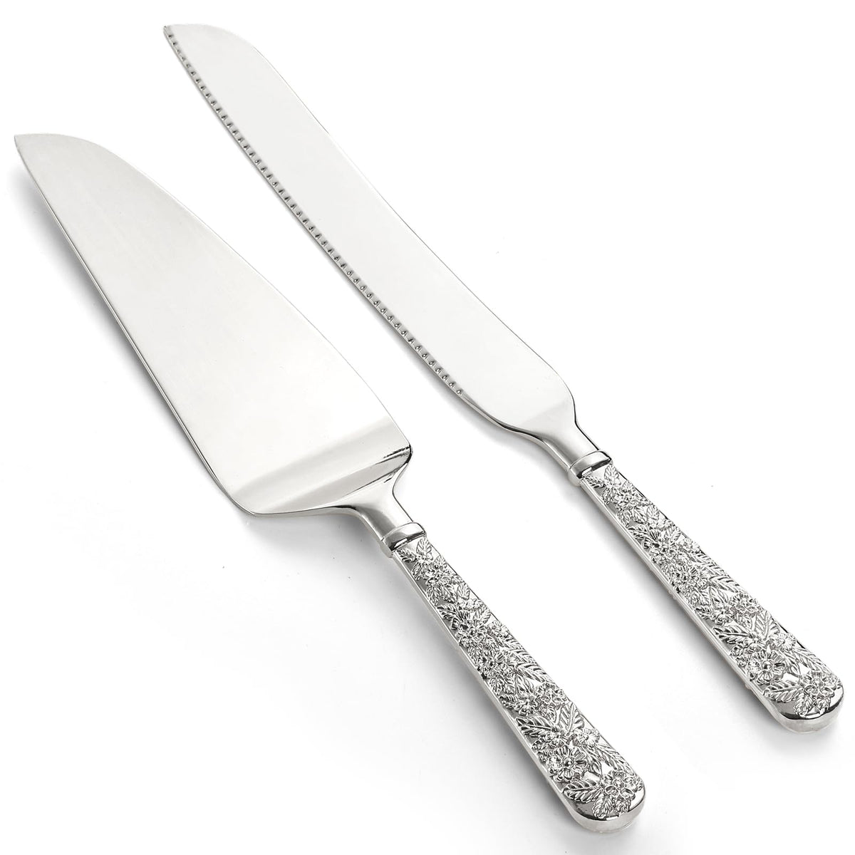 Dicunoy wedding cake knife with engraved handle for elegant cake cutting.