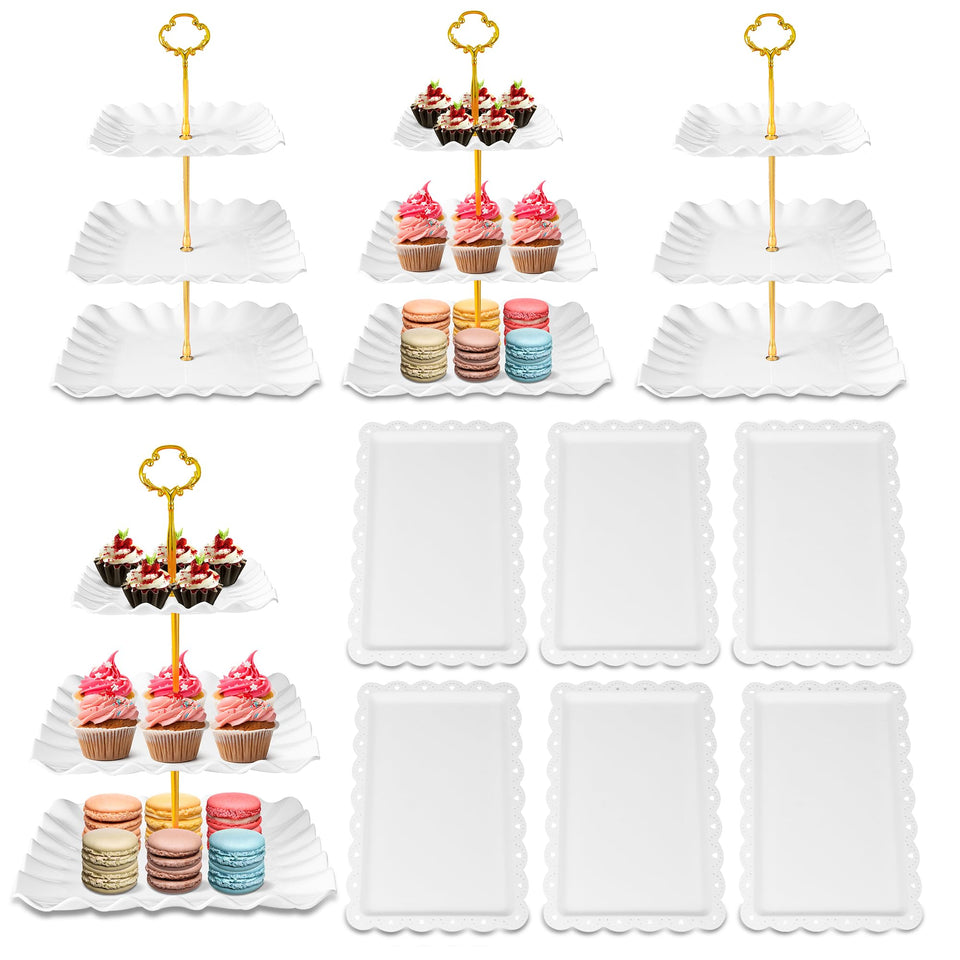 DIDROOM dessert table display set with stands elevates desserts for a stylish party setup.