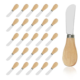 DIFENLUN 25-piece spreader set with wooden handles, ideal for cheese and dips.