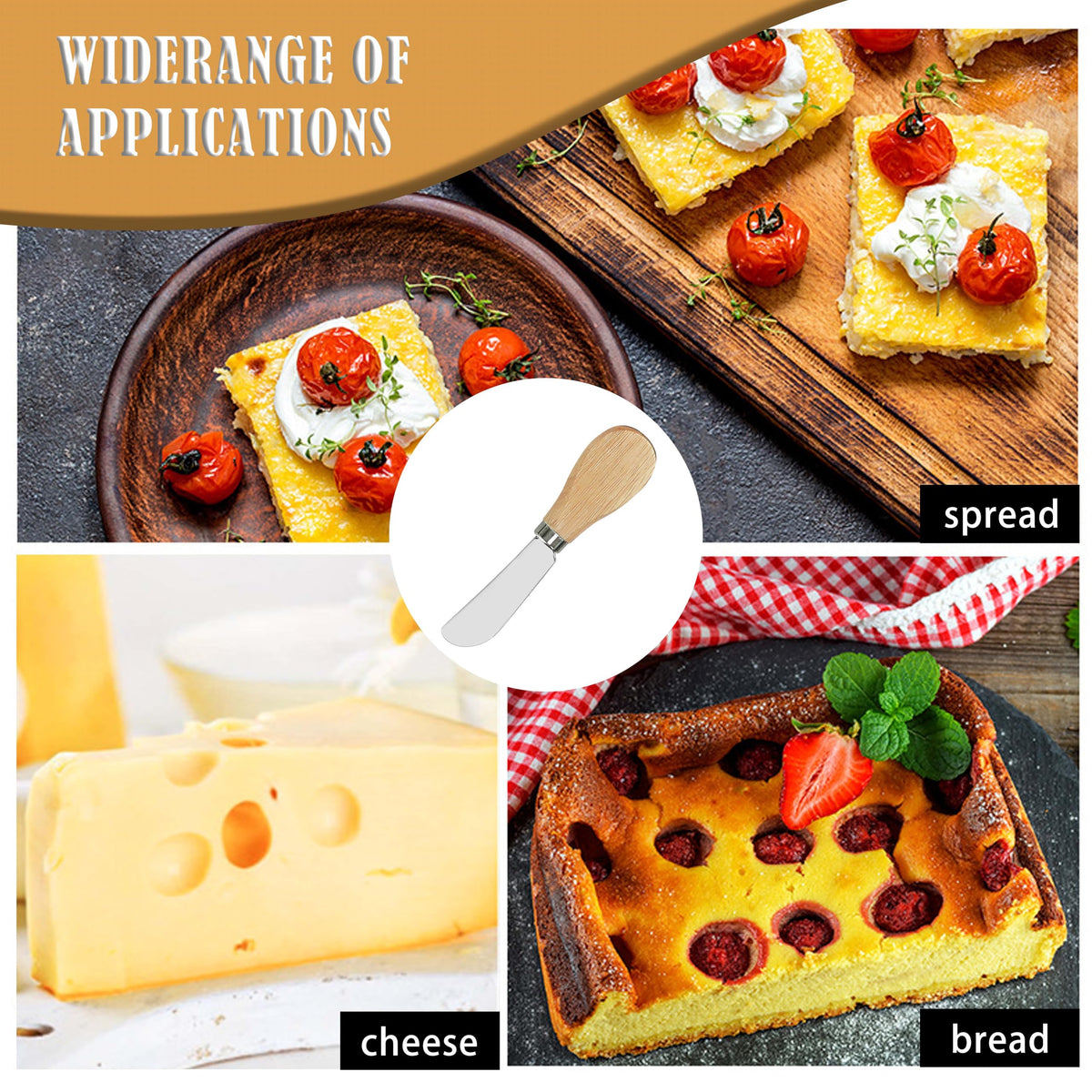 DIFENLUN spreaders on a cheese board, showing compact design for tapas and appetizers.