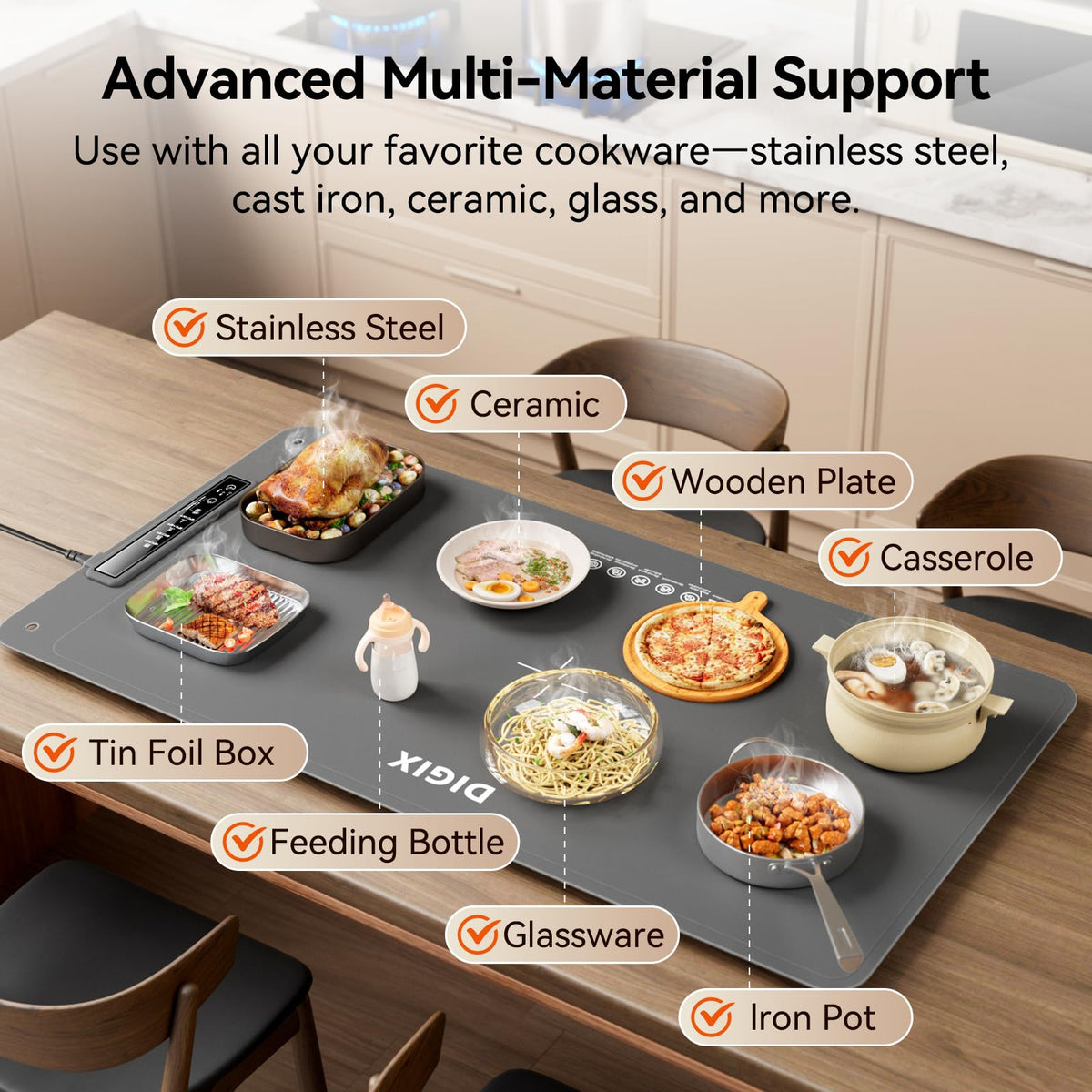 DIGIX Nano-Silicone surface cleans easily after spills.