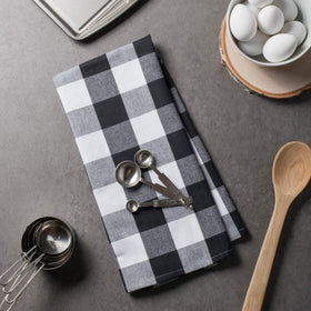 DII buffalo check towels folded for cabinet display and easy access