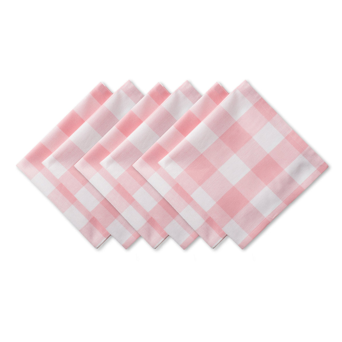 DII buffalo check napkins in pink and white on table for rustic charm