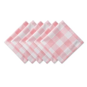 DII buffalo check napkins in pink and white on table for rustic charm