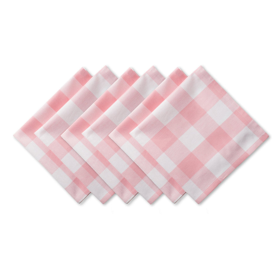 DII buffalo check napkins in pink and white on table for rustic charm