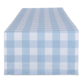 DII buffalo check table runner 14x108 adds soft blue-and-white elegance to everyday dining.