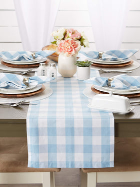 DII buffalo check table runner adds a finishing touch for seasonal or everyday use.