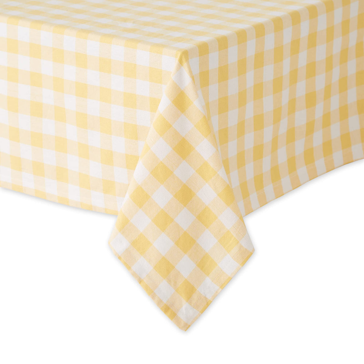 DII checkered tablecloth in yellow closeup cotton texture for everyday use