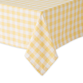 DII checkered tablecloth in yellow closeup cotton texture for everyday use