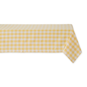 DII checkered tablecloth in yellow full table view ideal for casual family dinners