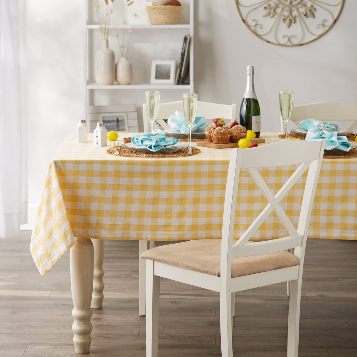 DII checkered tablecloth yellow outdoor table ready for picnics and al fresco dining