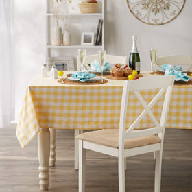 DII checkered tablecloth yellow outdoor table ready for picnics and al fresco dining