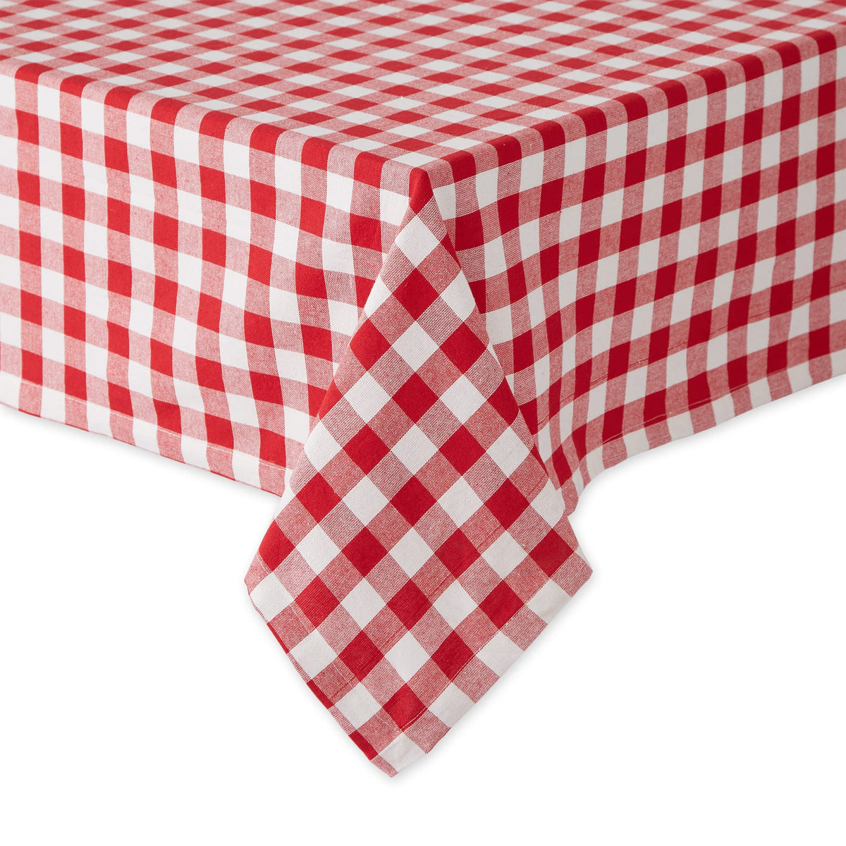 Close-up of DII cotton fabric in a checkered pattern.