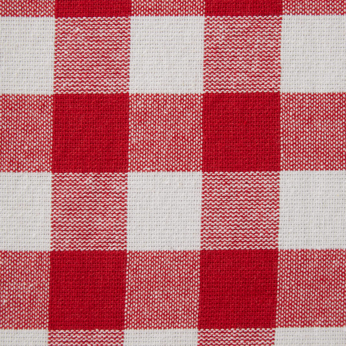 DII checkered table setting in red theme for elegant meals.