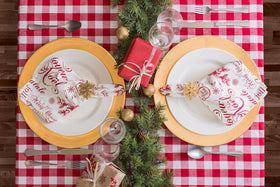 DII checkered cloth with napkin and runner pairing for coordinated decor.