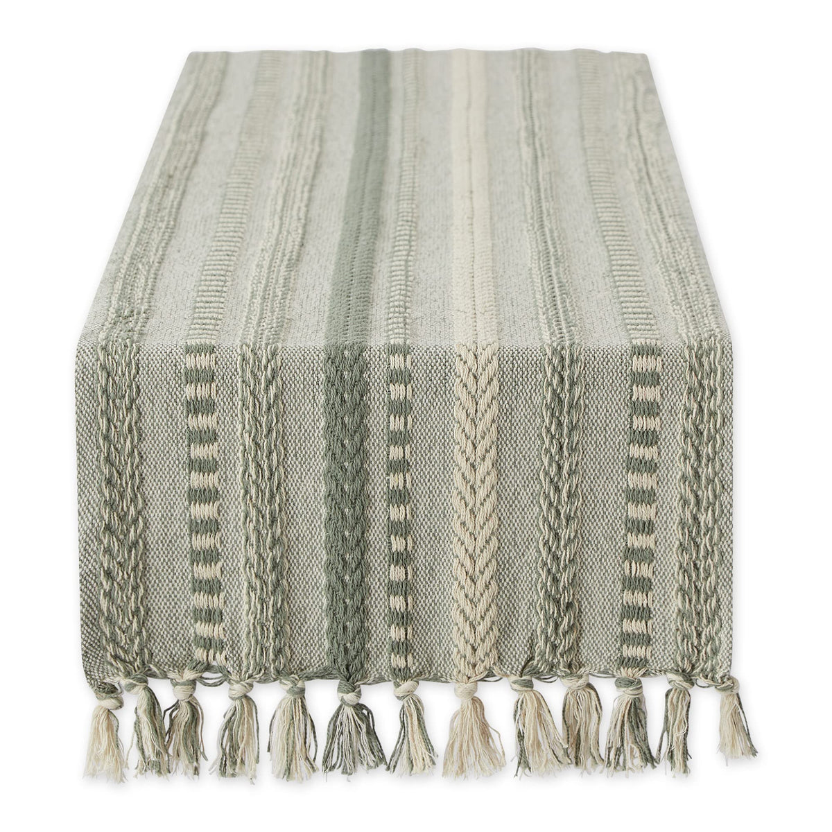 DII Farmhouse Braided Stripe Table Runner close-up woven texture for a modern table