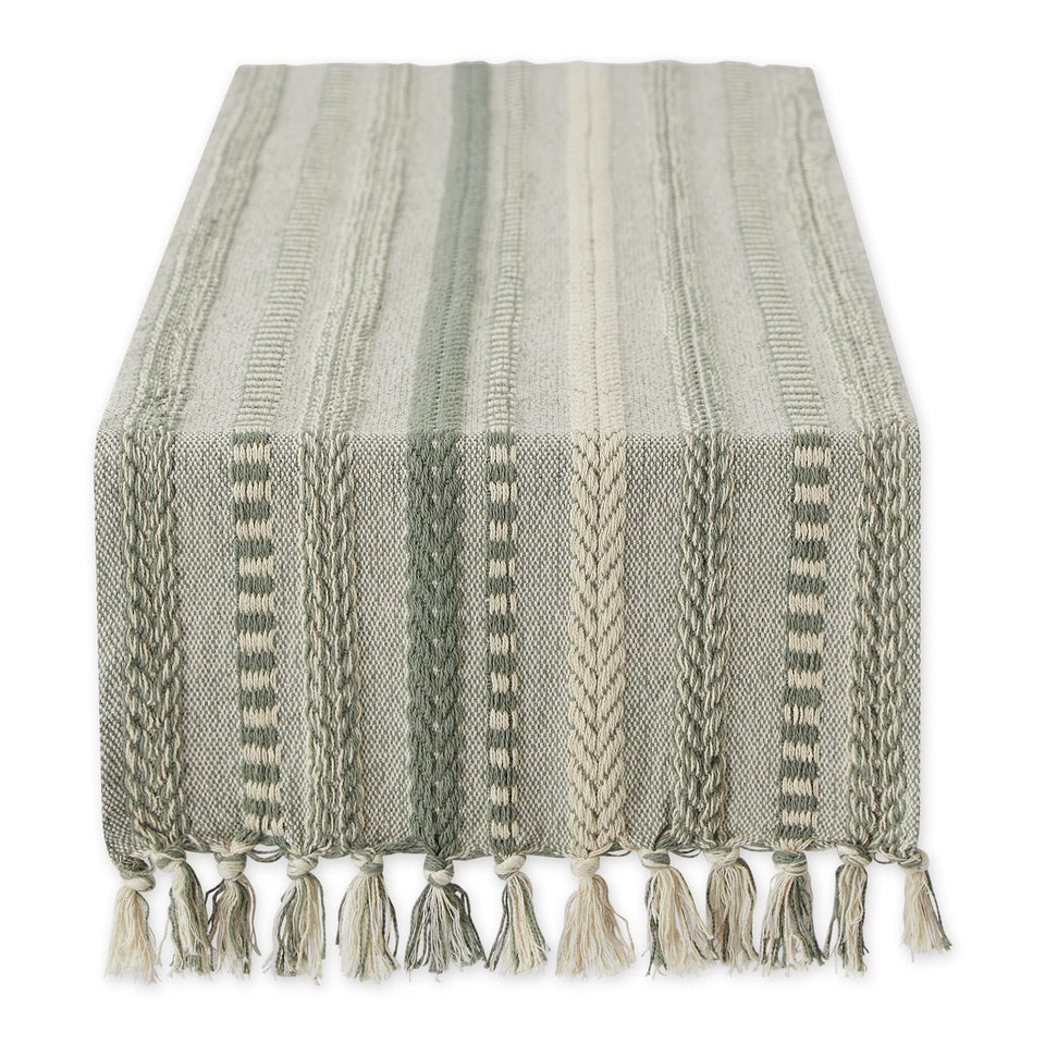 DII Farmhouse Braided Stripe Table Runner close-up woven texture for a modern table