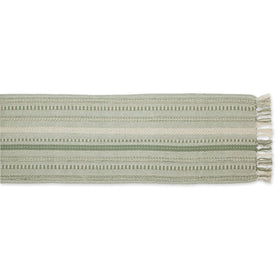 DII Farmhouse Braided Stripe Table Runner fringe detail adds boho charm to tables