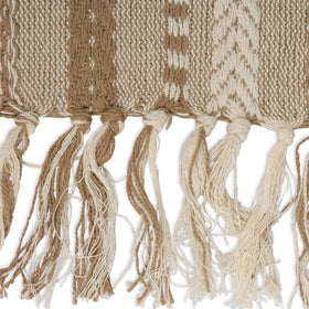 DII Farmhouse Braided Stripe Table Runner on dining table creates inviting focal point.