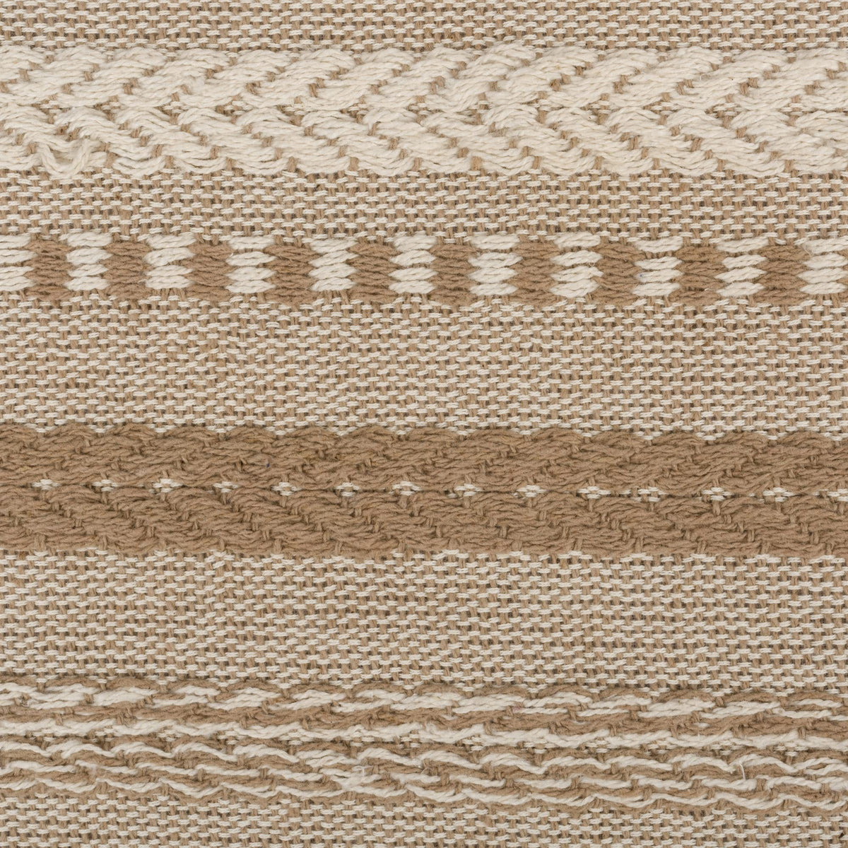 DII Farmhouse Braided Stripe Table Runner machine wash care simplifies upkeep.