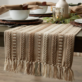 DII Farmhouse Braided Stripe Table Runner raised weave adds texture and depth.