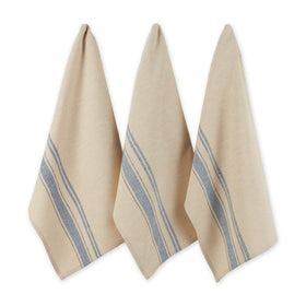DII French Stripe dishtowels set of three in nautical blue for stylish daily drying.