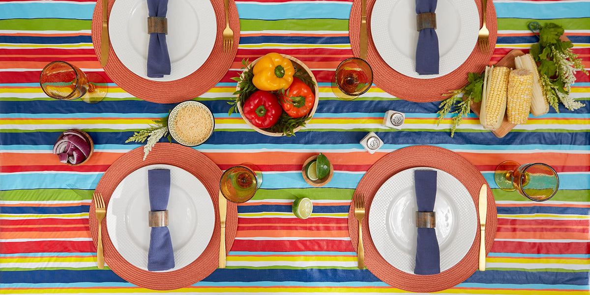 DII outdoor wedding table scene with Summer Stripe design