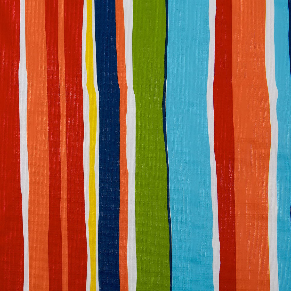 DII patio dining setup with Summer Stripe tablecloth for outdoor gatherings