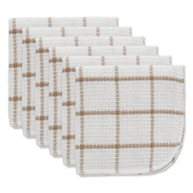 DII Windowpane scrubber dishcloths in white stone stripe for multi-surface cleaning.