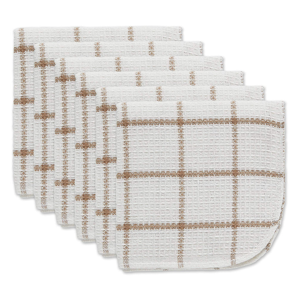 DII Windowpane scrubber dishcloths in white stone stripe for multi-surface cleaning.
