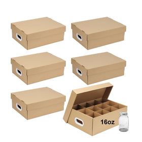 DIICCYO six-piece mason jar storage box with handles for portable pantry organization.