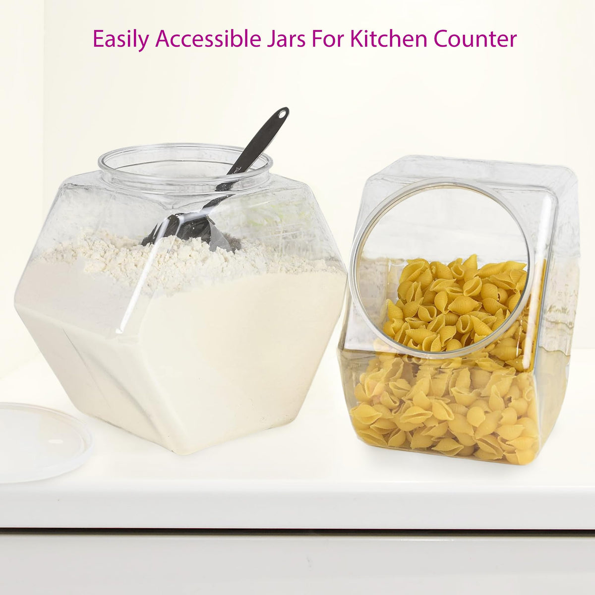 DilaBee hexagon cookie jar wide mouth opening for easy refilling.