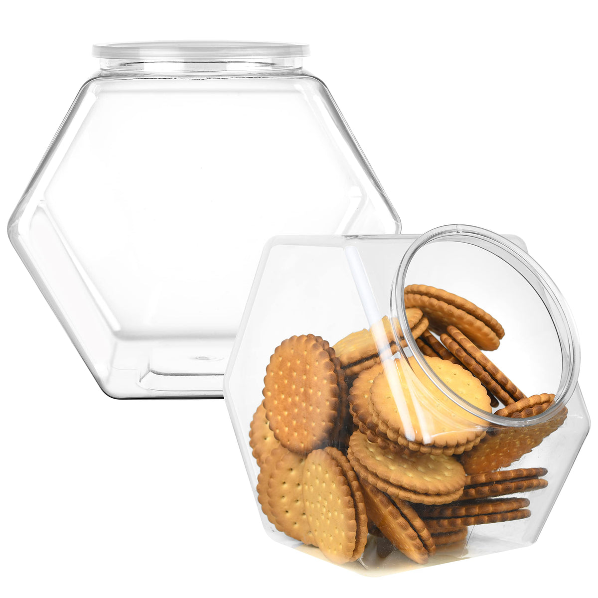 DilaBee two-pack hexagon candy jar with lids, durable BPA-free for parties and offices.