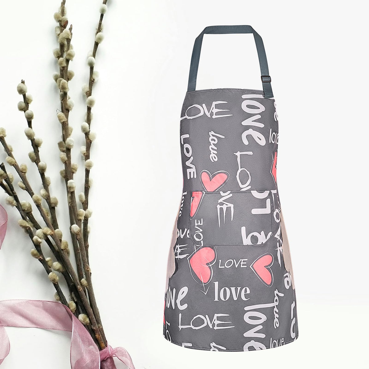 DILLMAN two-pack floral aprons suitable for kitchen, gardening, and salon tasks