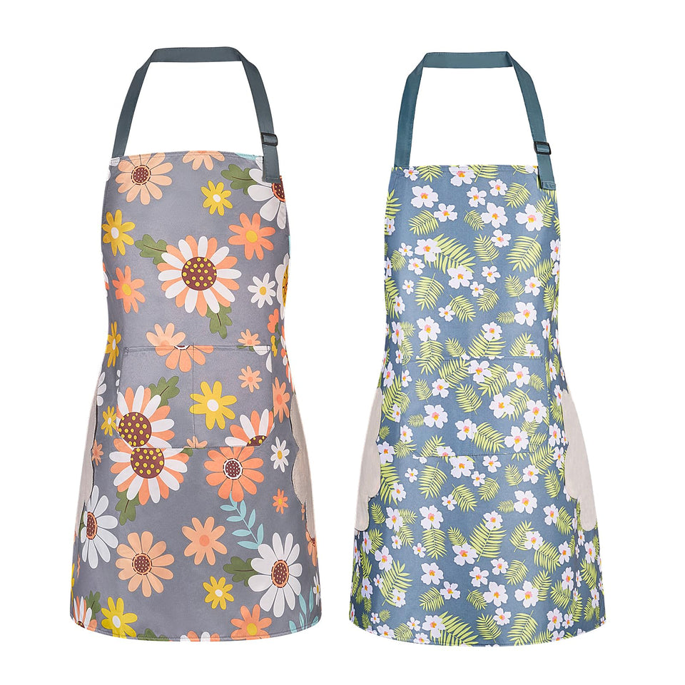 DILLMAN floral apron with large pocket for kitchen storage.