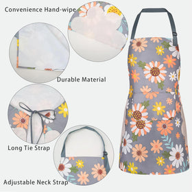 Waterproof, durable material protects clothes while cooking or gardening.