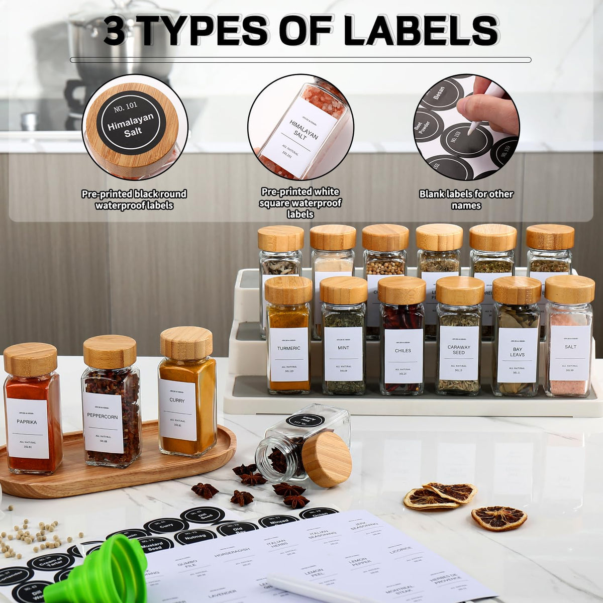 DIMBRAH double-lid spice jars keep spices fresh and dry.