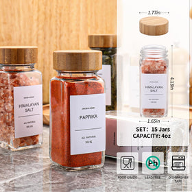 DIMBRAH glass spice jars show contents at a glance for organized cooking.
